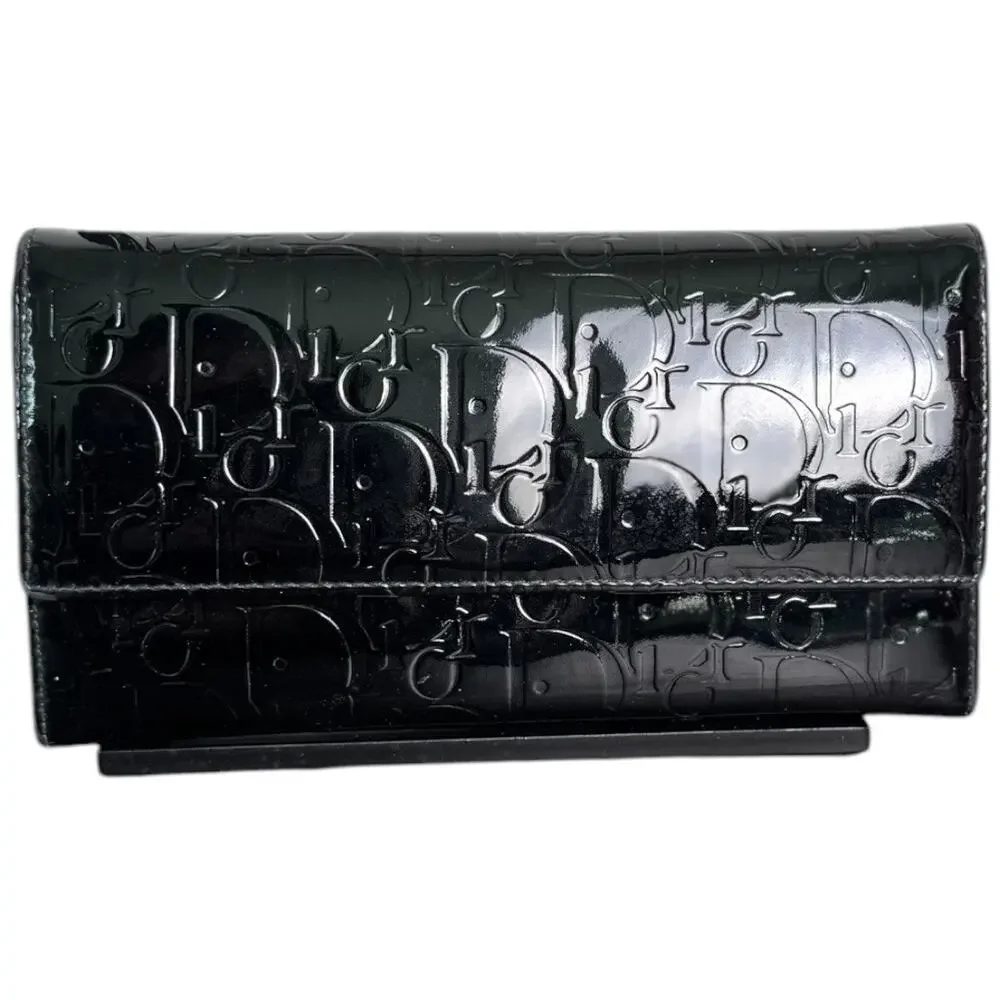 Dior Patent Leather Continental‎ Signature Long Wallet